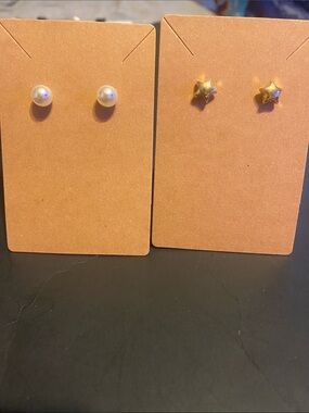 Fashion Jewelry Pearl and Gold Star Stud Earring Set